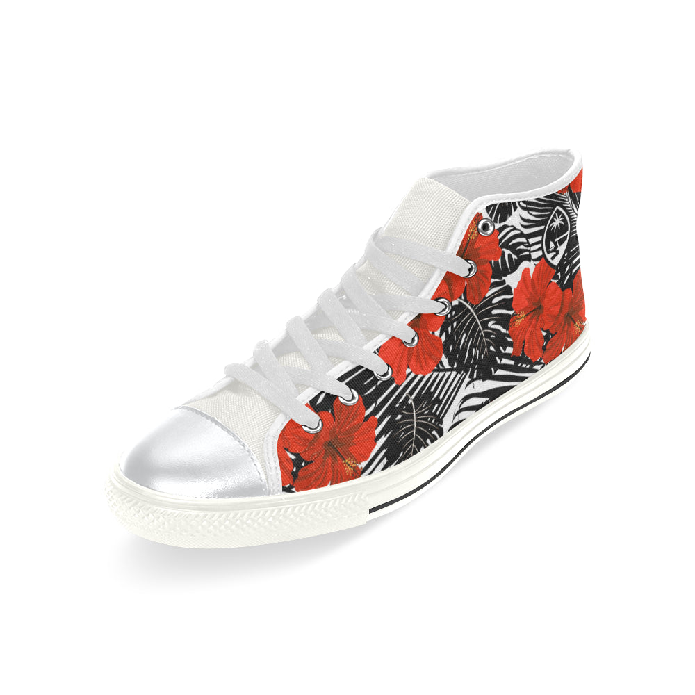 Guam Red Black Hibiscus High Top Shoe Kids