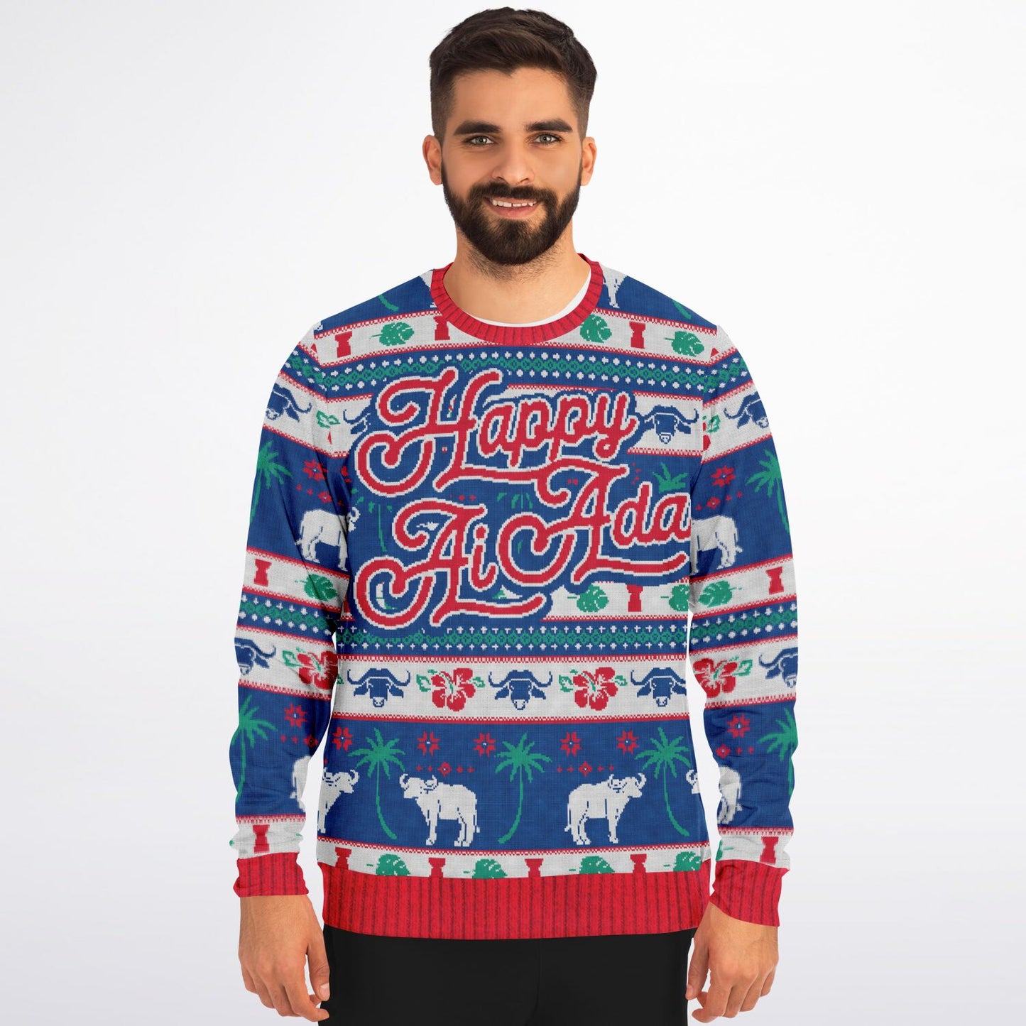 Happy Ai Adai Guam CNMI Chamorro Christmas Faux Sweater Sweatshirt