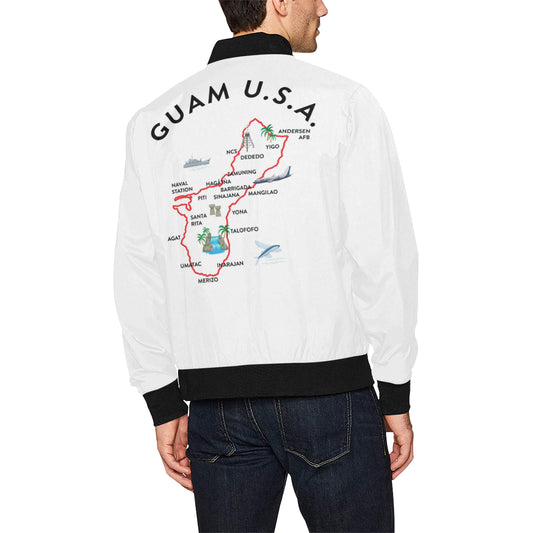 Guam Map White Men's Bomber Jacket
