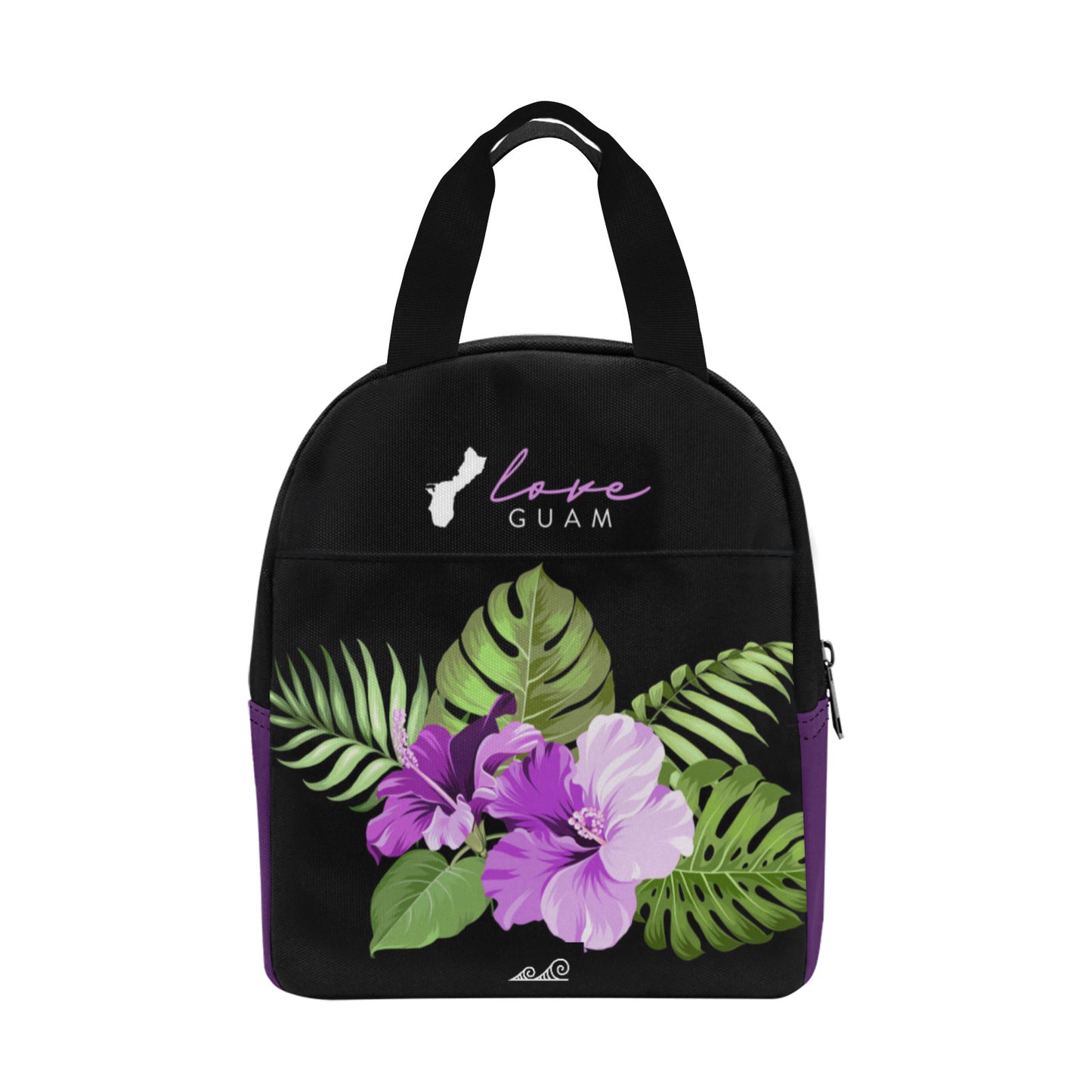 Love Guam Purple Hibiscus Zipper Lunch Bag