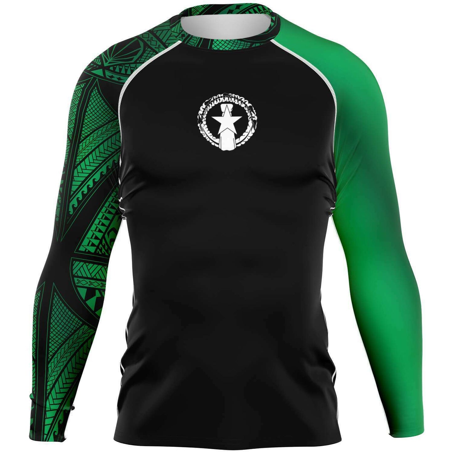 CNMI Tribal Men's Green Rashguard