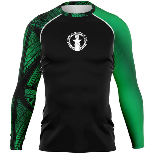 CNMI Tribal Men's Green Rashguard