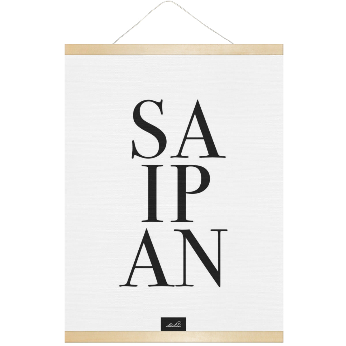 Saipan Text Hanging Canvas Poster with Wood Frame