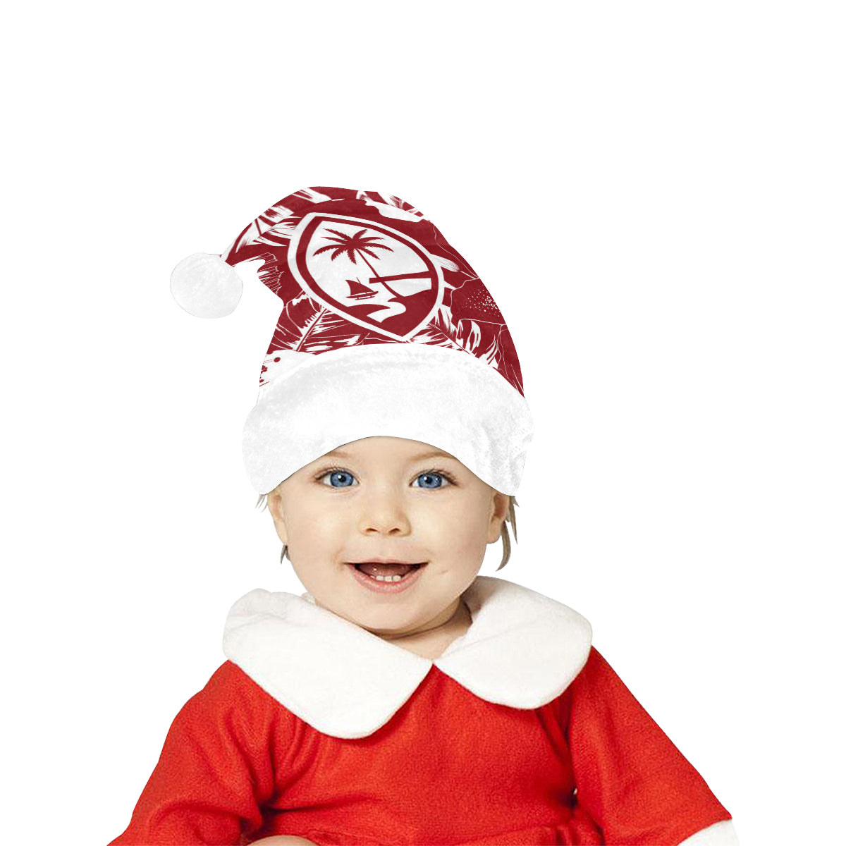 Guam Red Hibiscus Christmas Santa Hat