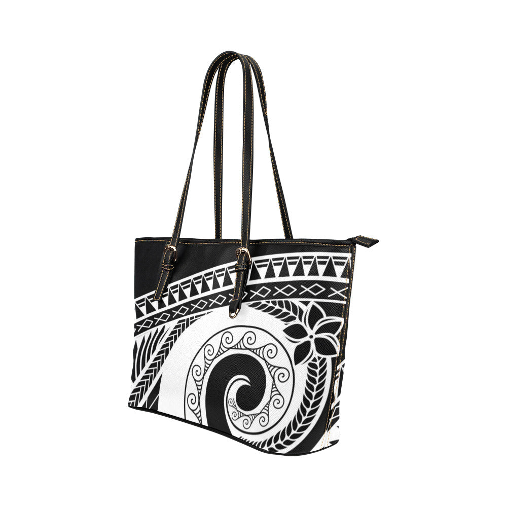 Guam CNMI Tribal Black Large Leather Tote Purse