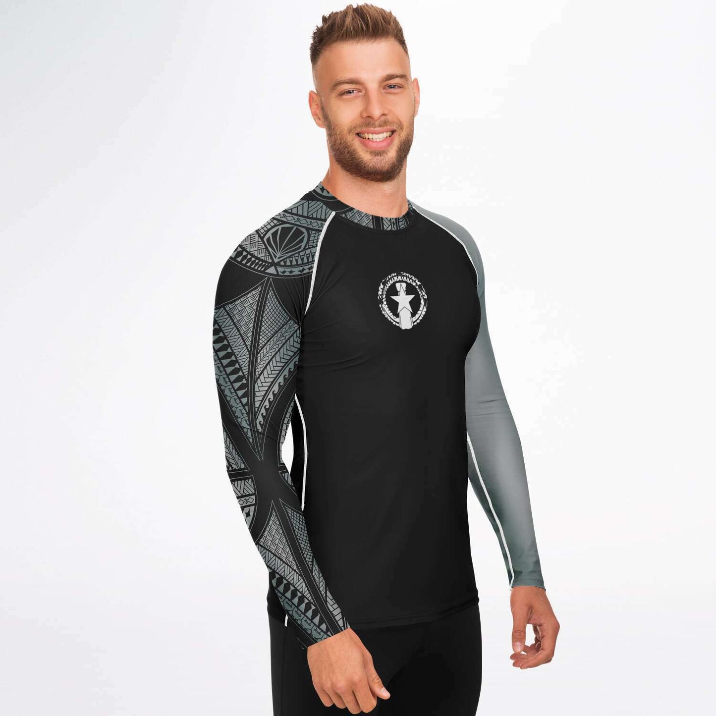 CNMI Tribal Men's Gray Rashguard