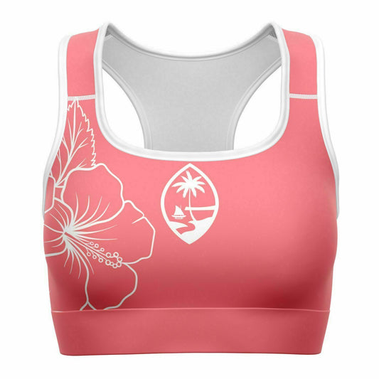 Guam Coral Modern Hibiscus Sports Bra