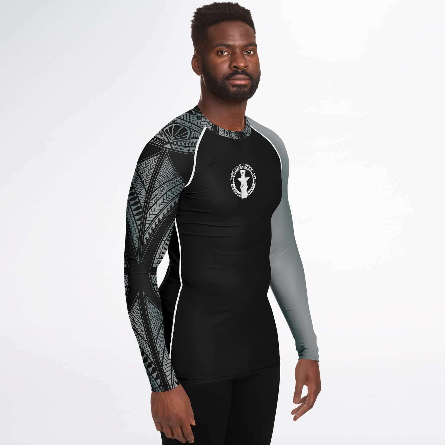 CNMI Tribal Men's Gray Rashguard
