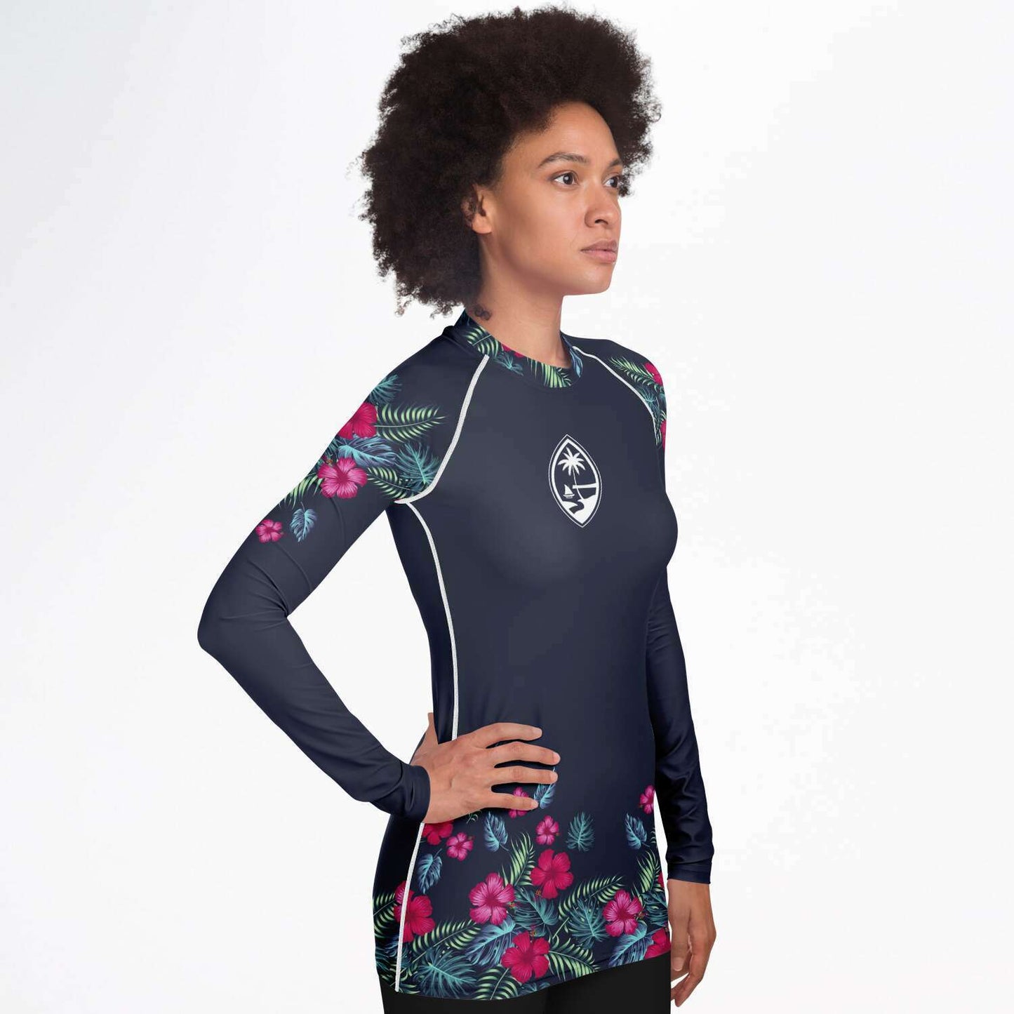 Guam Hibiscus Floral Women's Rashguard