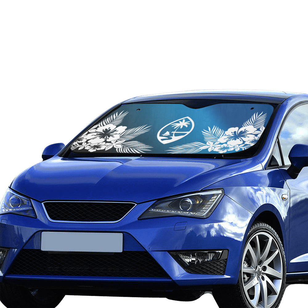 Guam Tropical Hibiscus Blue Car Sun Shade