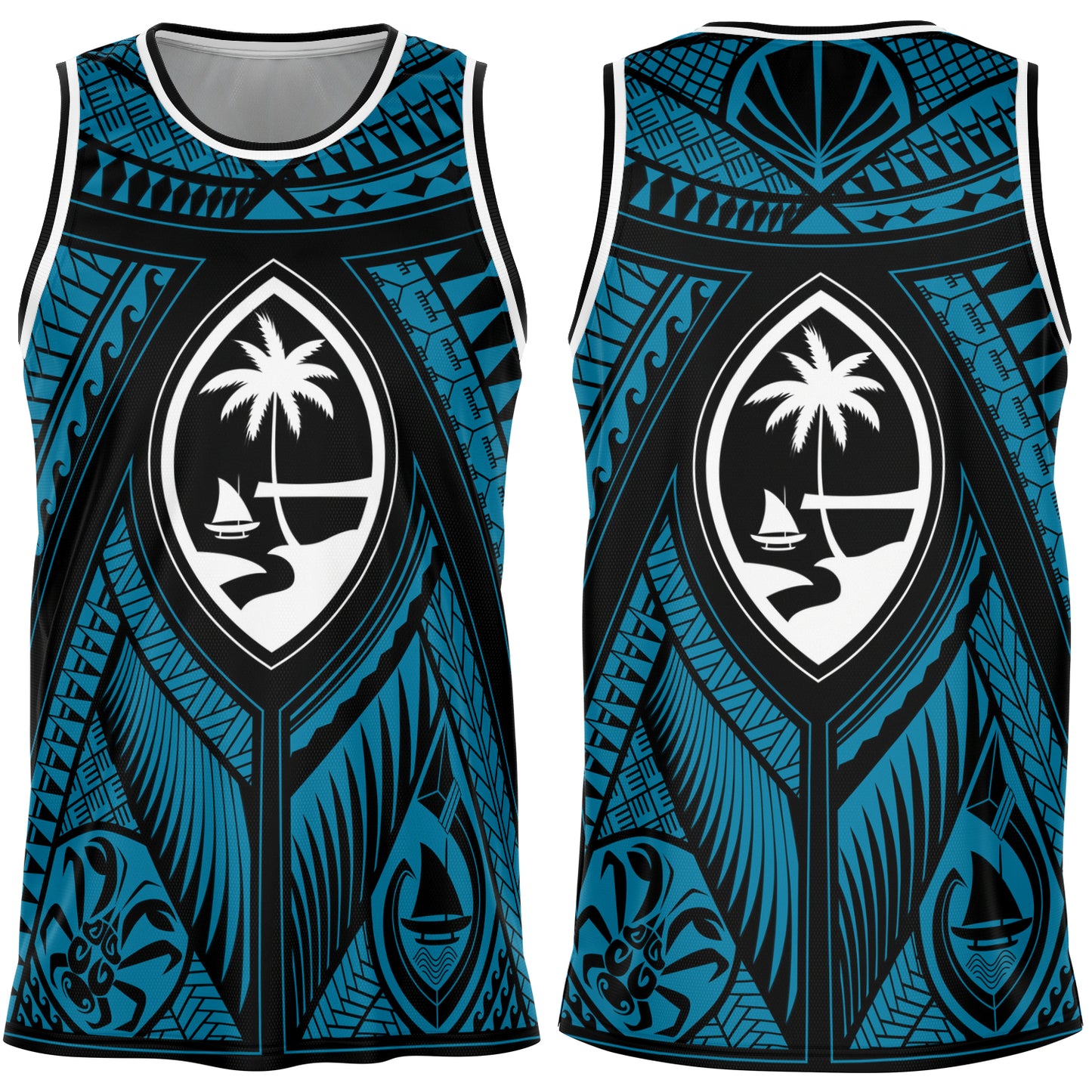 Guahan Tribal Blue Basketball Jersey