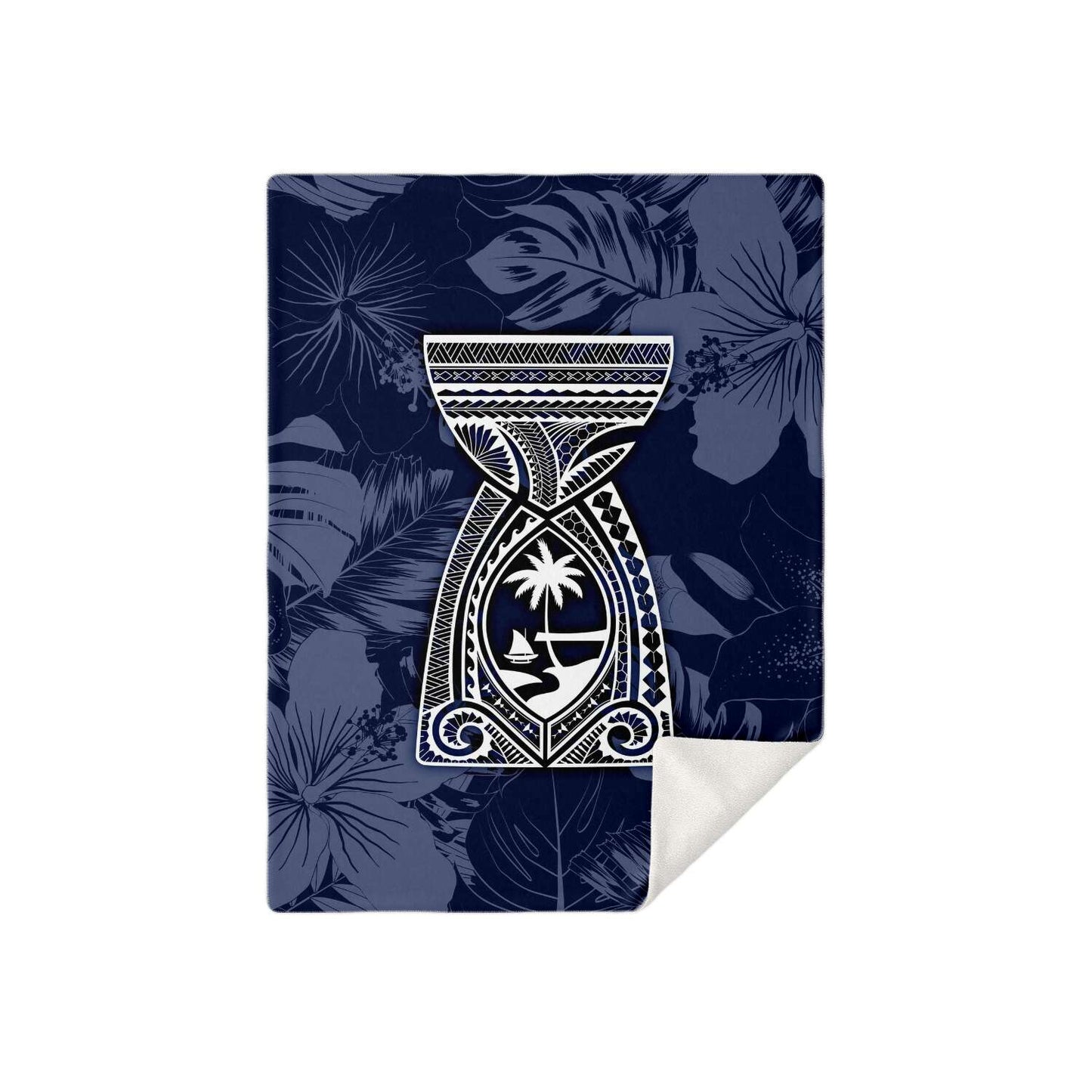 Latte Stone Guam Tribal Blue Microfleece Blanket
