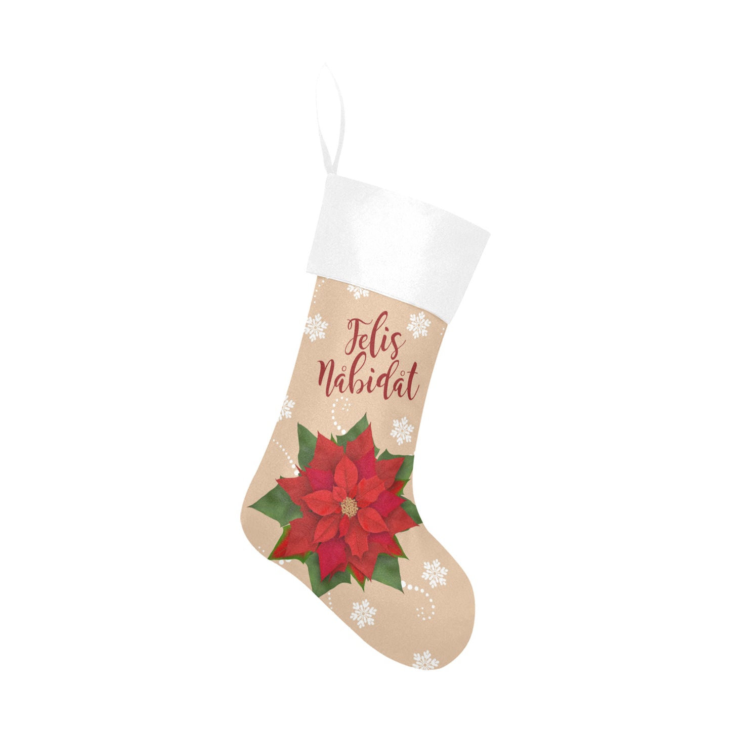 Felis Nabidat Poinsettia Tan Guam CNMI Christmas Stocking Christmas Stocking