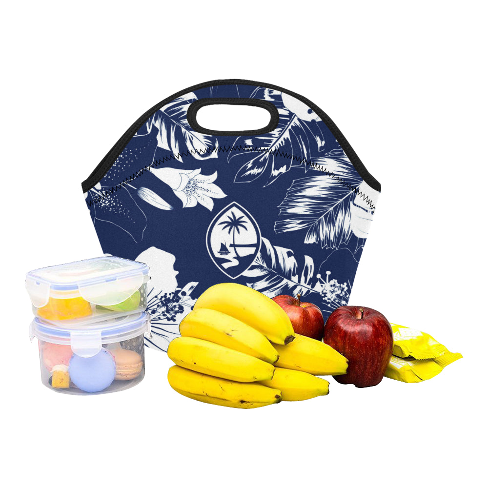 Guam Blue Floral Neoprene Lunch Bag Small