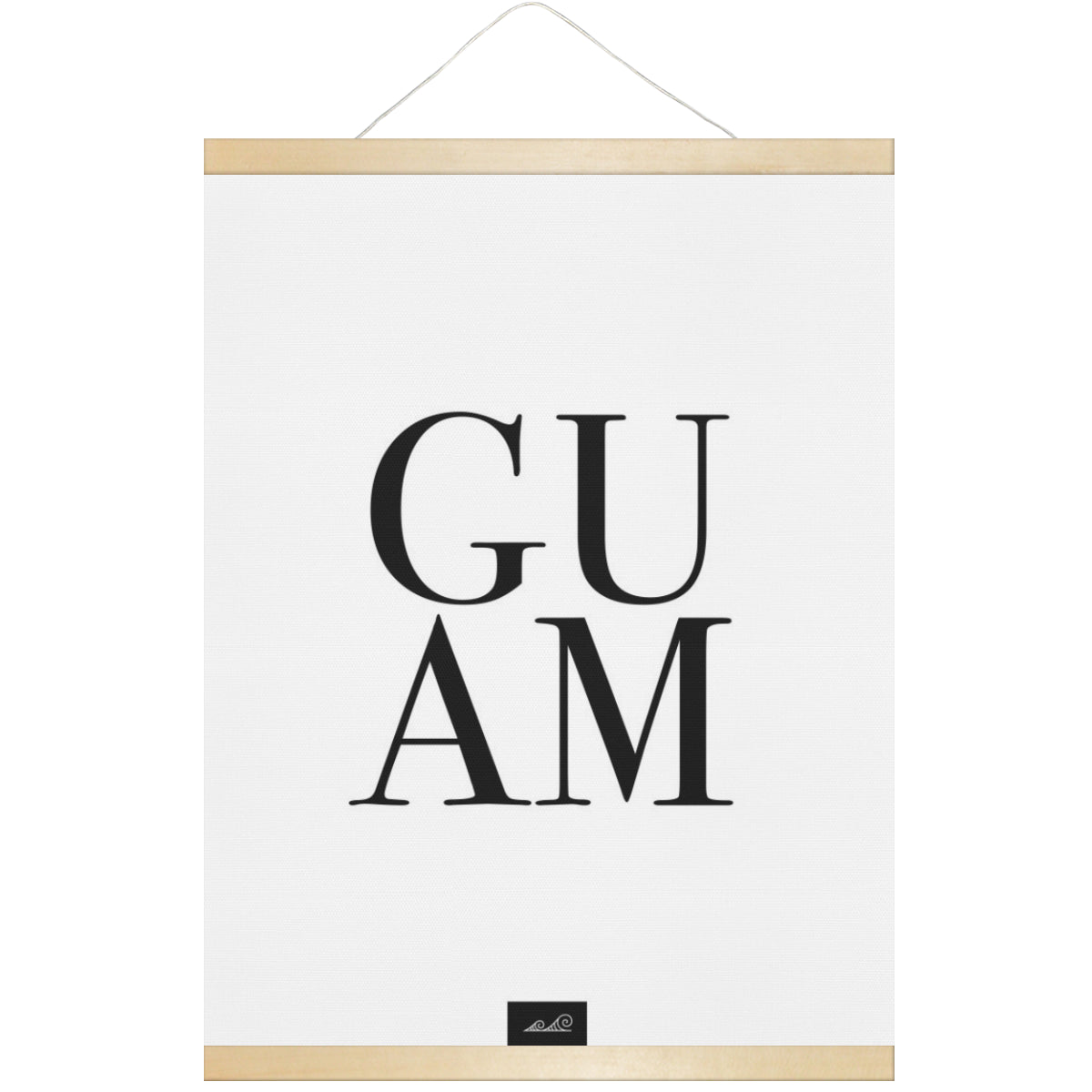Guam Text Hanging Canvas Poster with Wood Frame