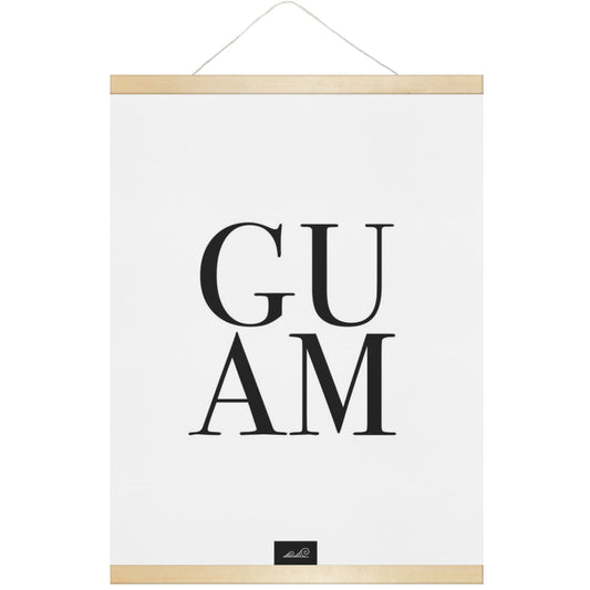 Guam Text Hanging Canvas Poster with Wood Frame