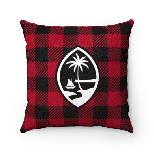 Guam Buffalo Plaid Christmas Faux Suede Square Pillow Case