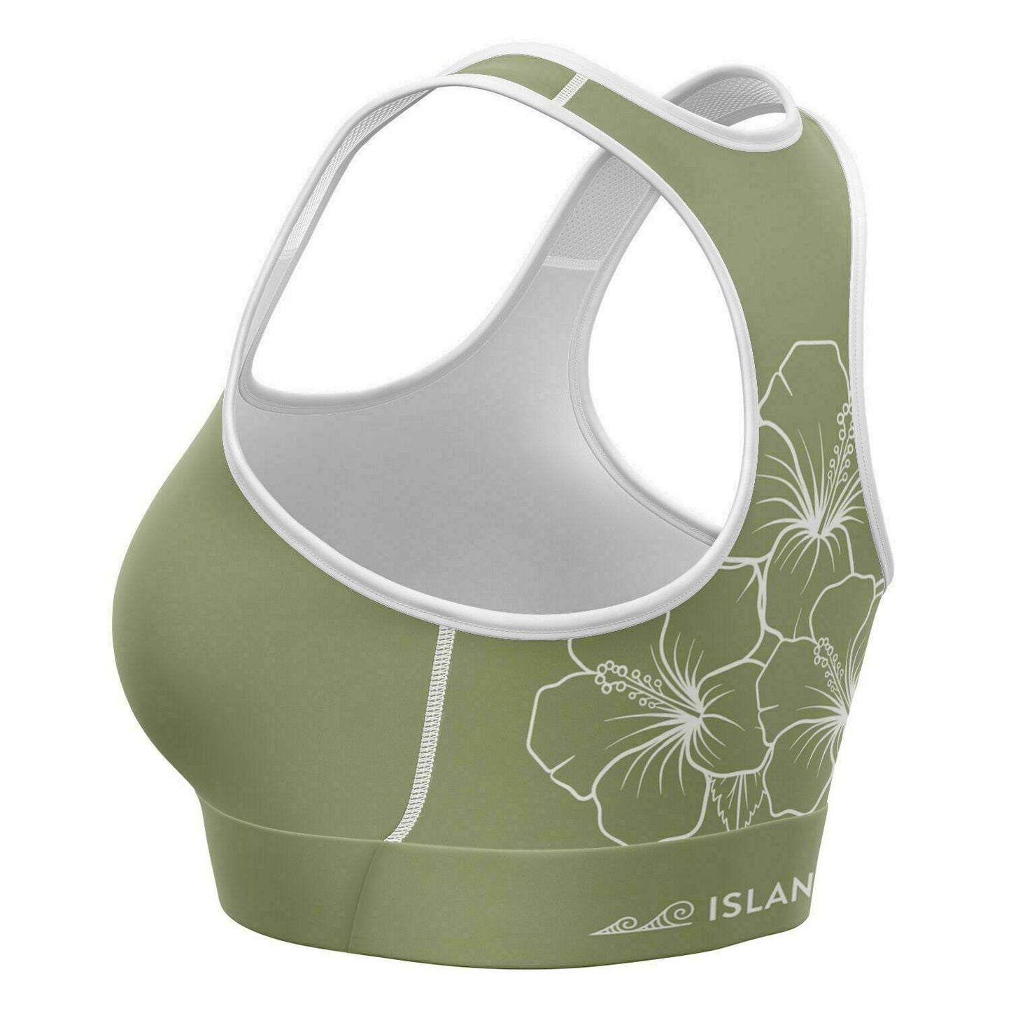 Guam Green Modern Hibiscus Sports Bra