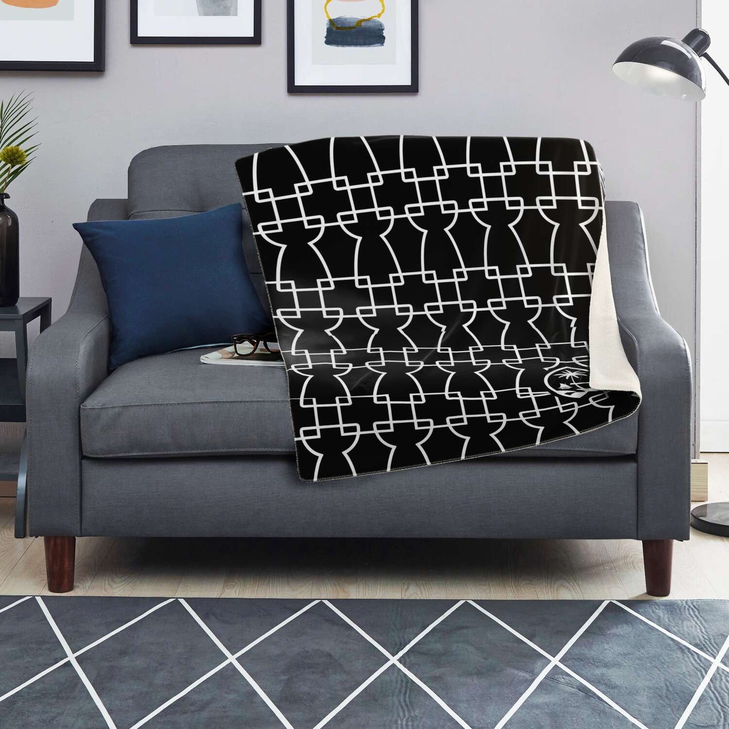 Geometric Latte Stone Guam Microfleece Blanket