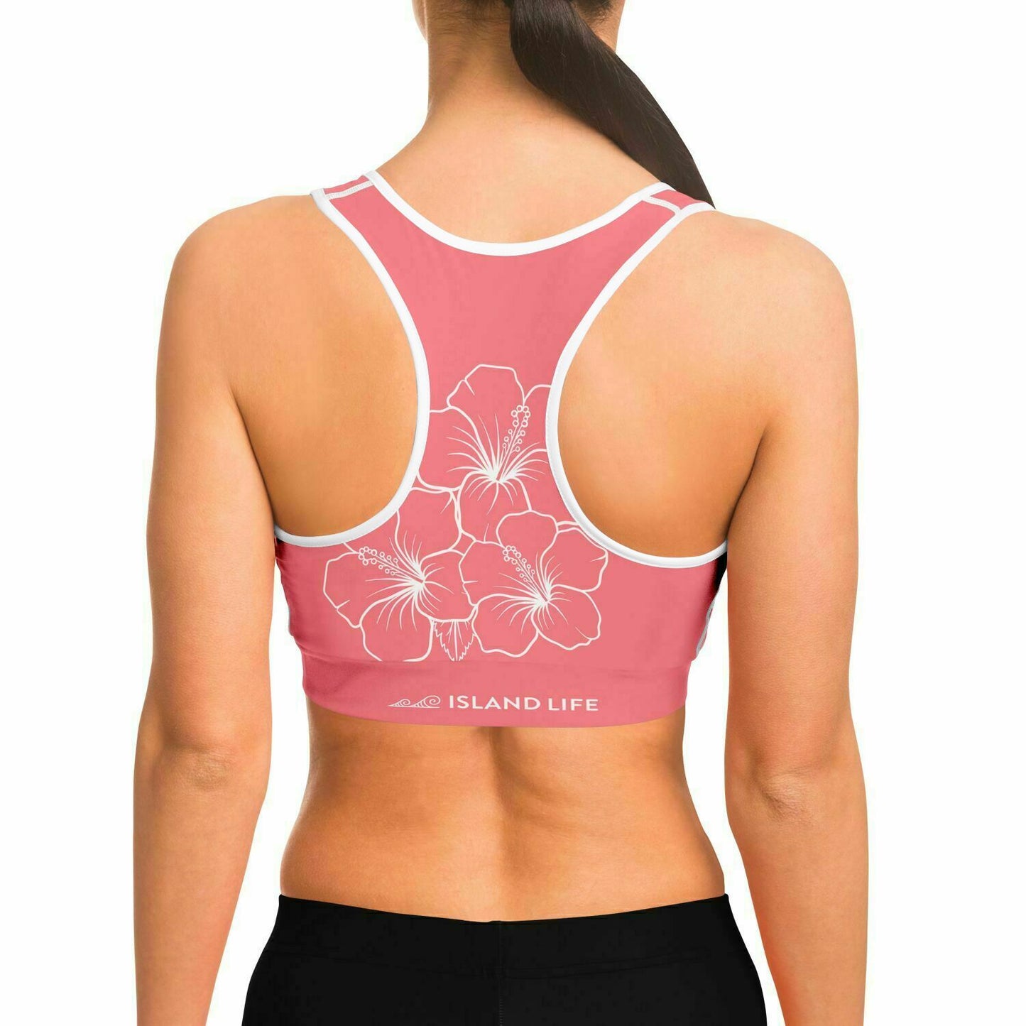 Guam Coral Modern Hibiscus Sports Bra