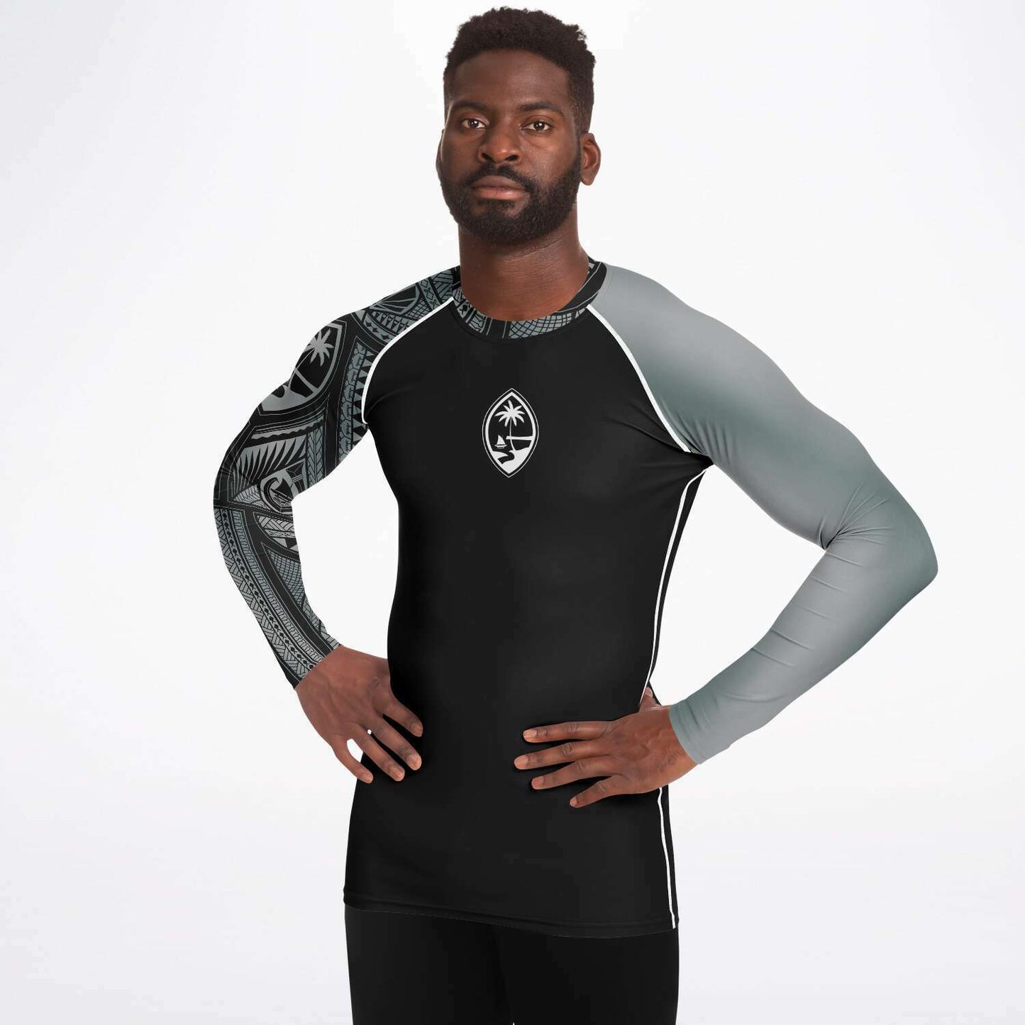 Guahan Tribal Men's Gray Rashguard