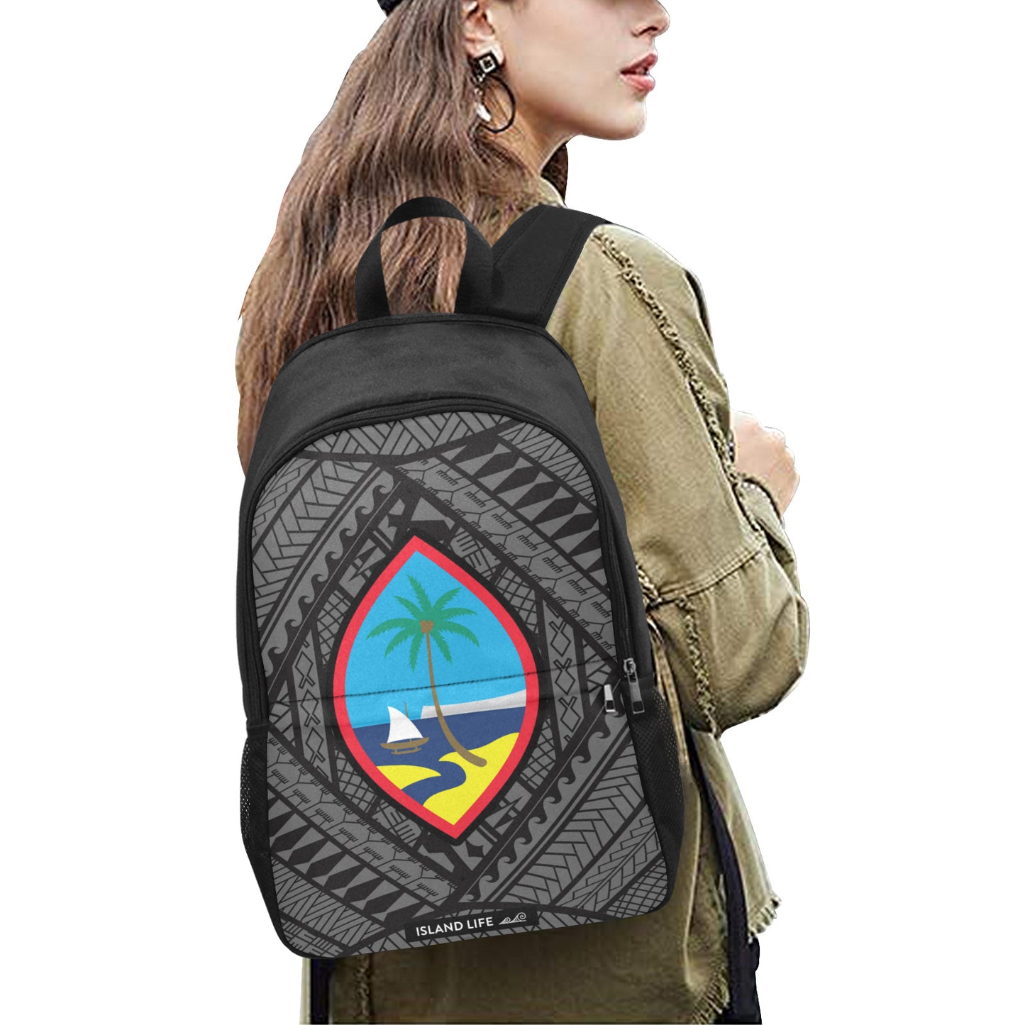 Guahan Tribal Laptop Side Pockets Backpack