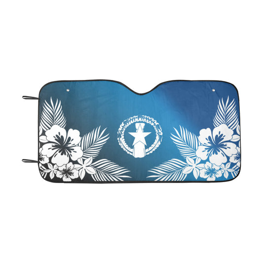 CNMI Tropical Hibiscus Blue Car Sun Shade