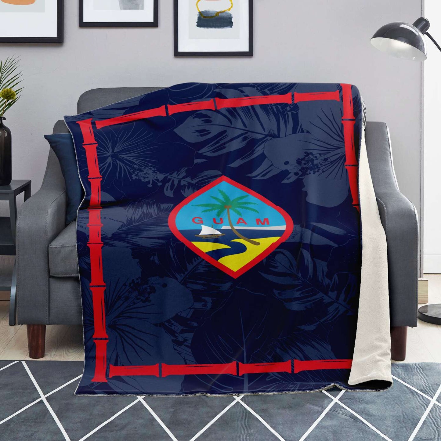 Guam Flag Bamboo Microfleece Blanket