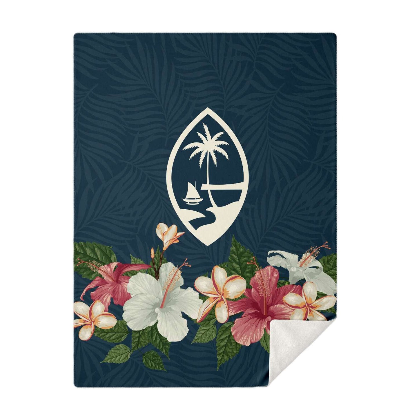 Guam Seal Vintage Hibiscus Microfleece Blanket