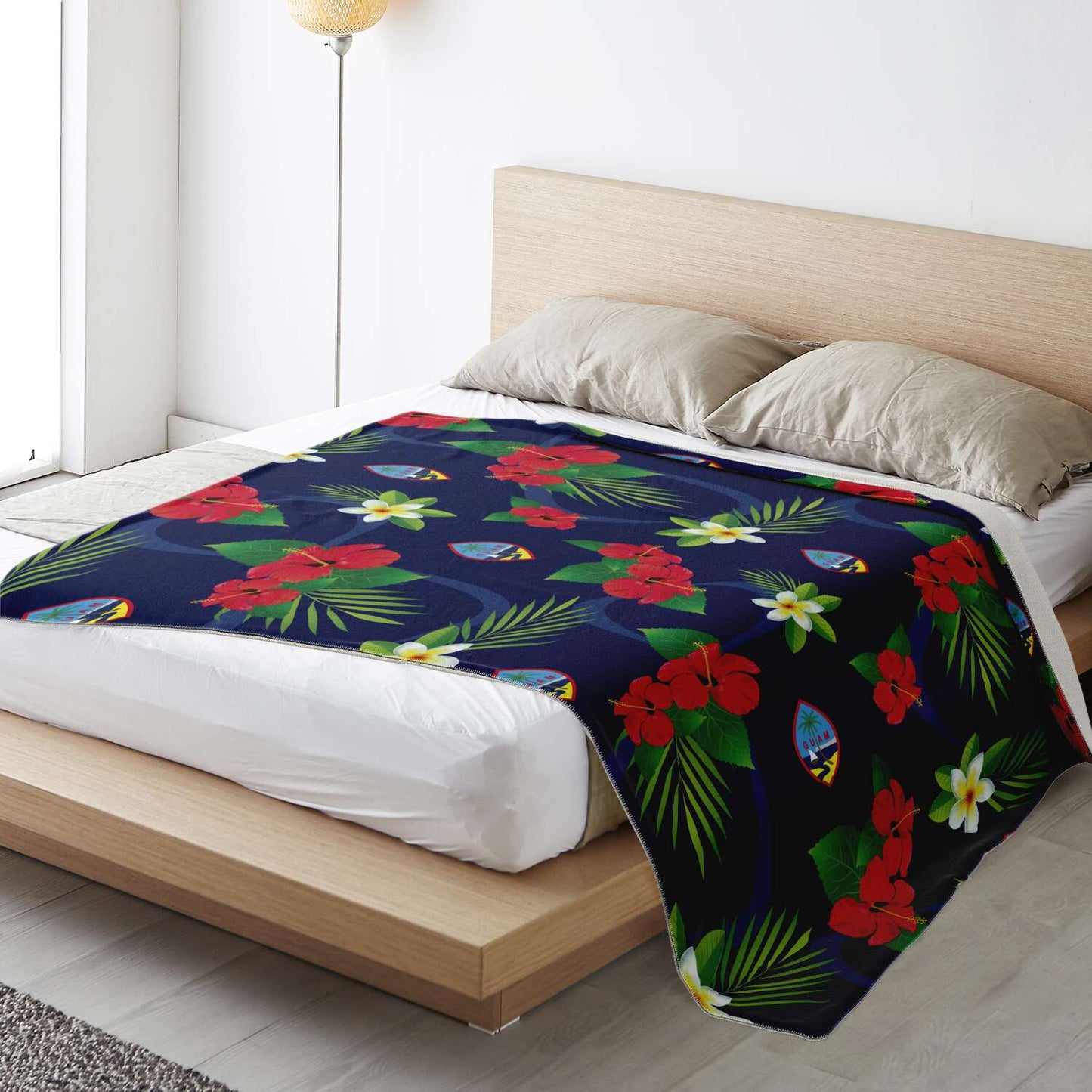 Guam Flag Flowers Microfleece Blanket