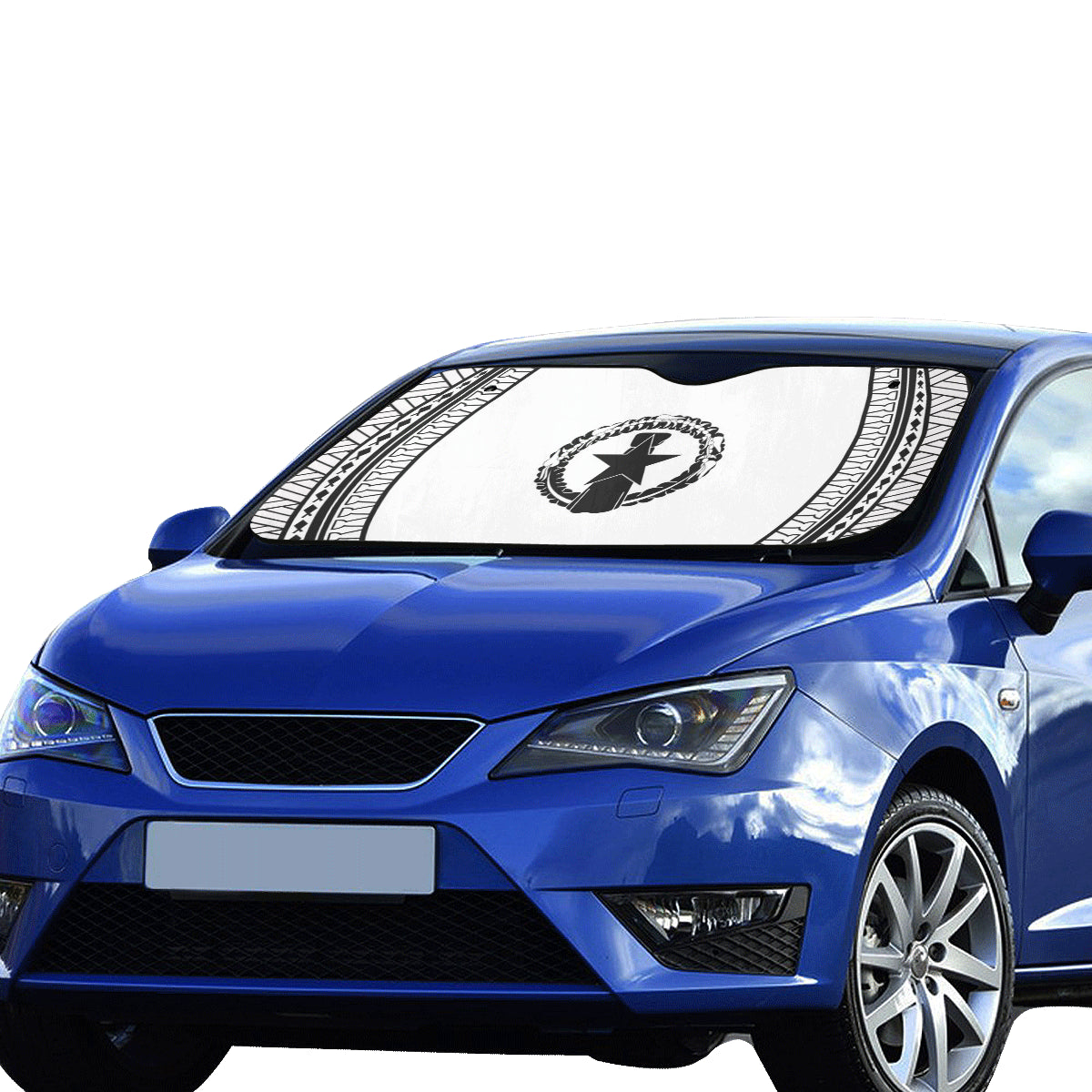 CNMI Tribal Saipan Tinian Rota White Car Sun Shade