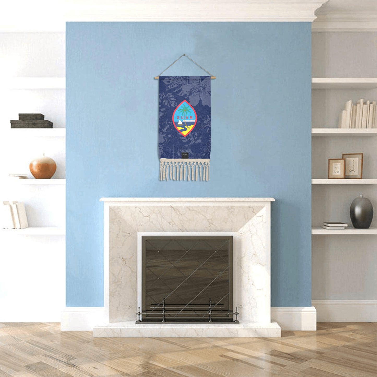 Guam Flag Floral Linen Hanging Poster