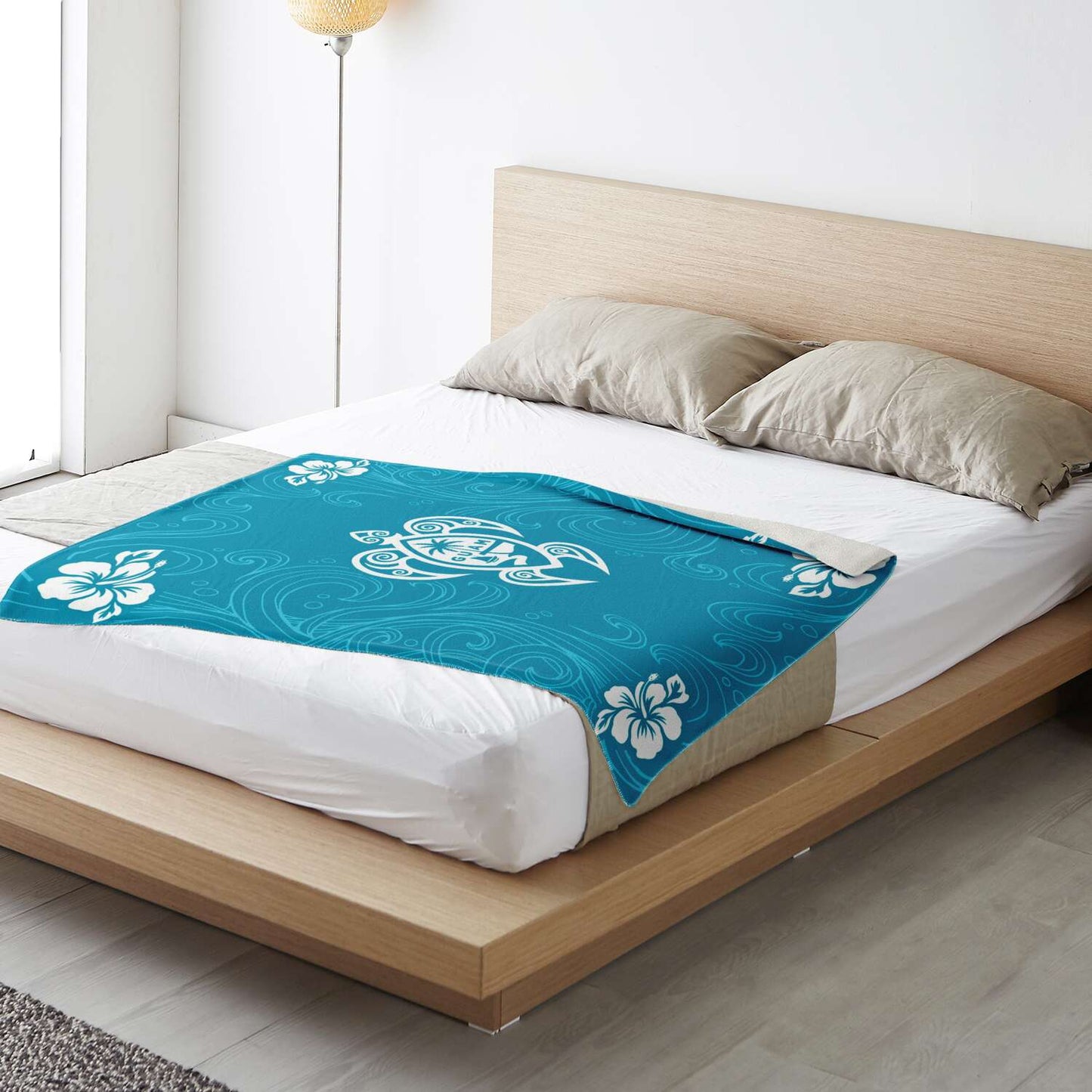 Guam Tribal Turtle Hibiscus Microfleece Blanket