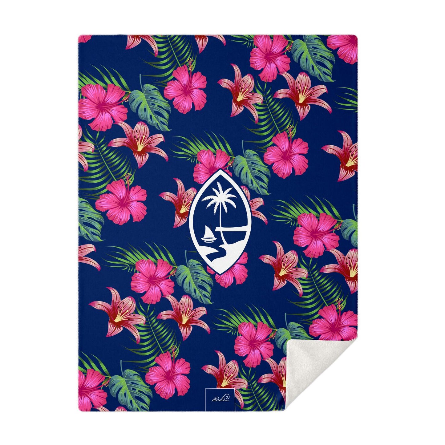 Guam Hibiscus Island Blue Microfleece Blanket