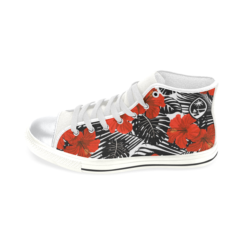 Guam Red Black Hibiscus High Top Shoe Kids