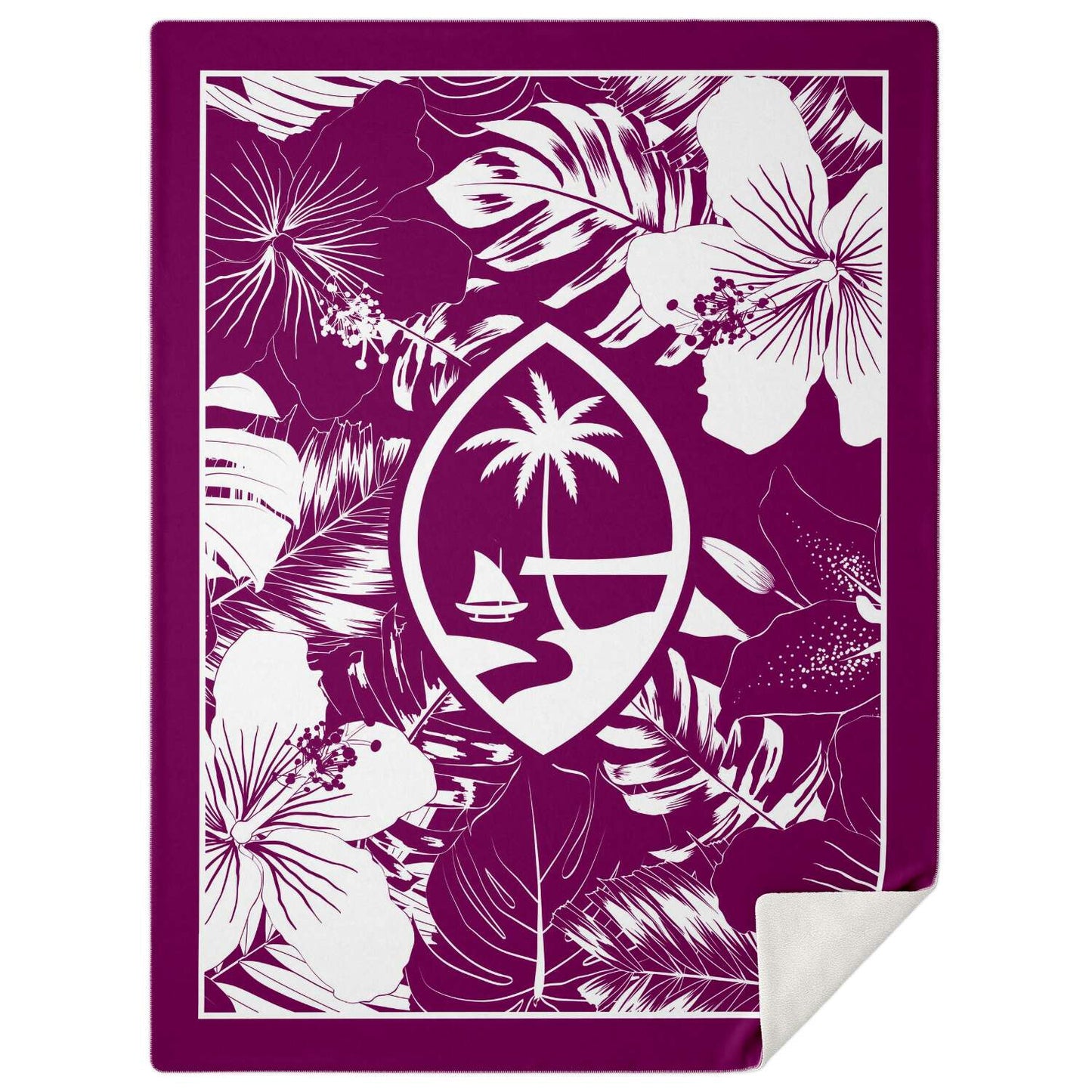 Guam Hibiscus Purple Microfleece Blanket