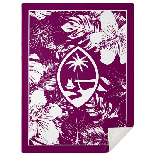 Guam Hibiscus Purple Microfleece Blanket