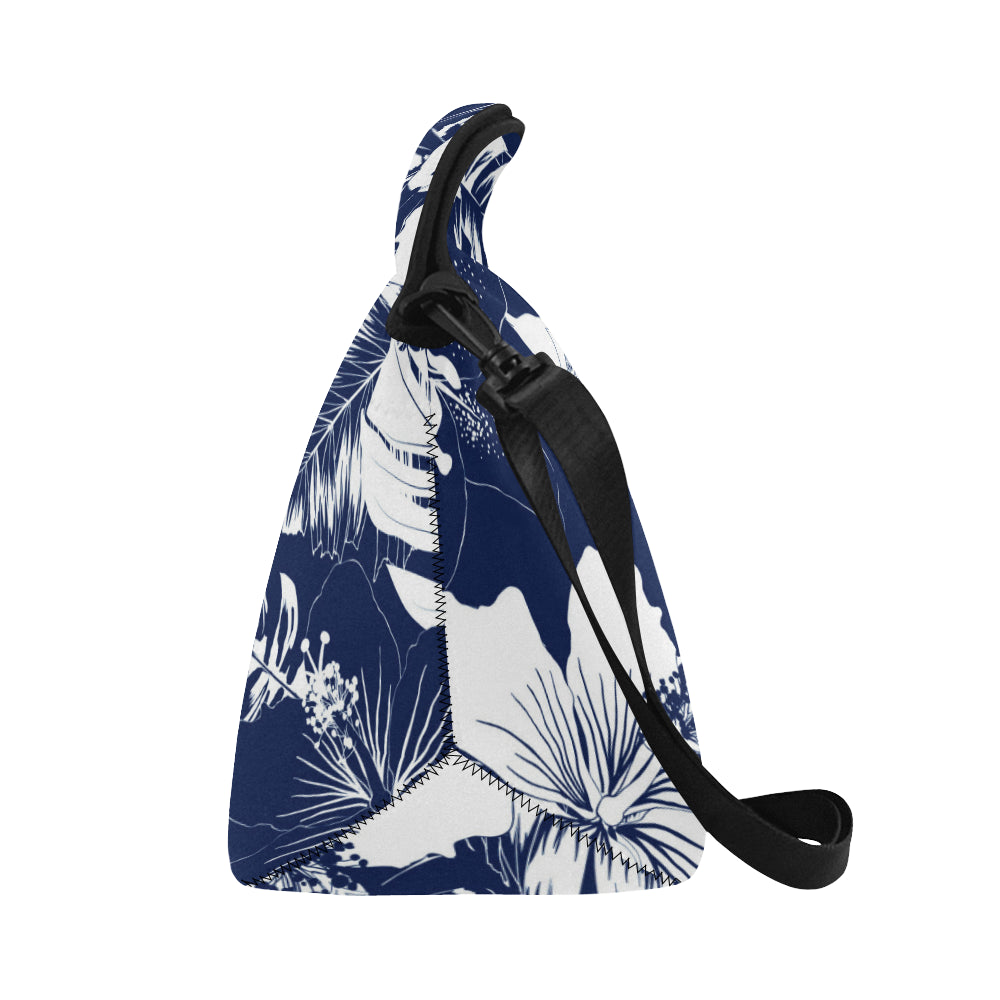 Guam Blue Floral Neoprene Lunch Bag Large