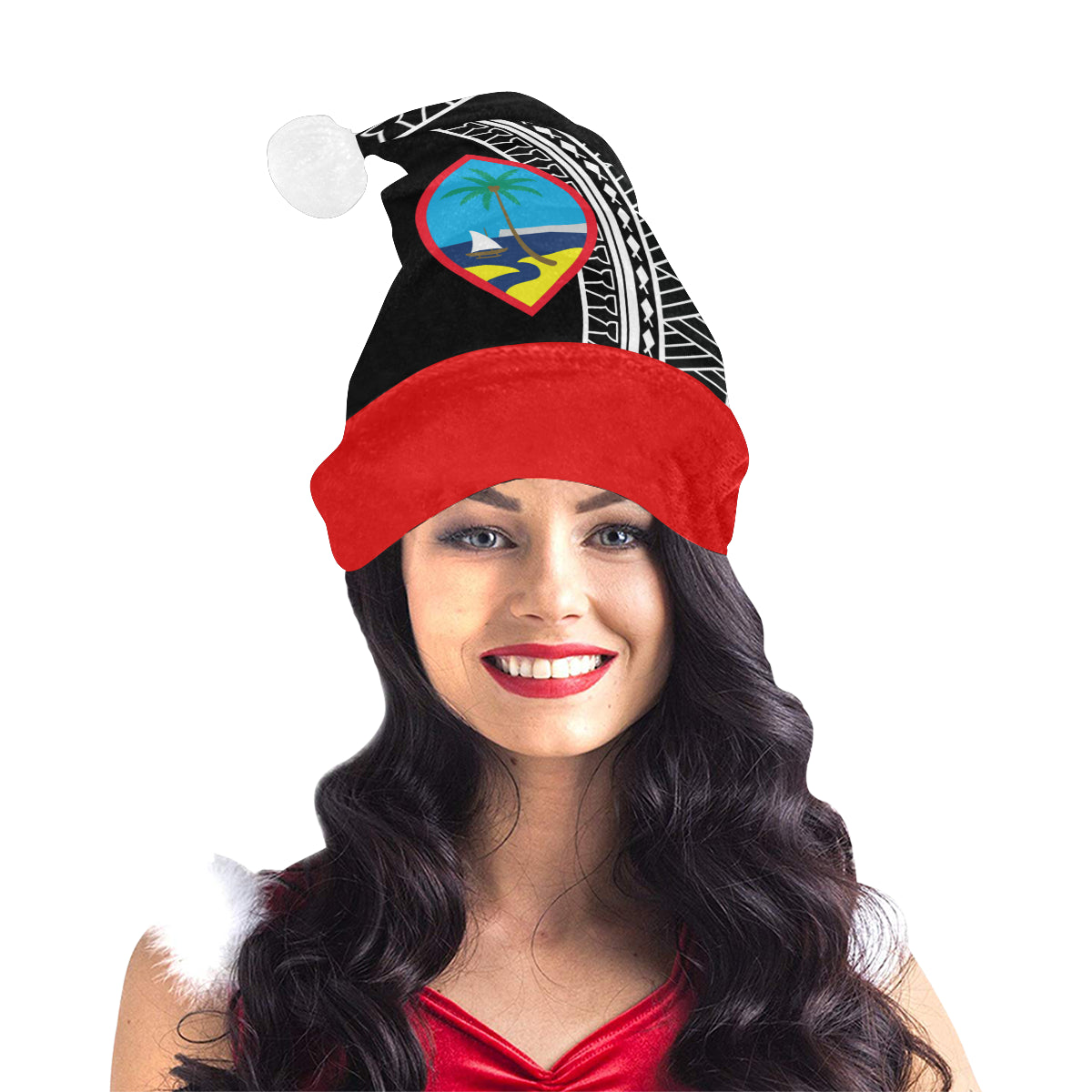 Guam Seal Tribal Christmas Santa Hat