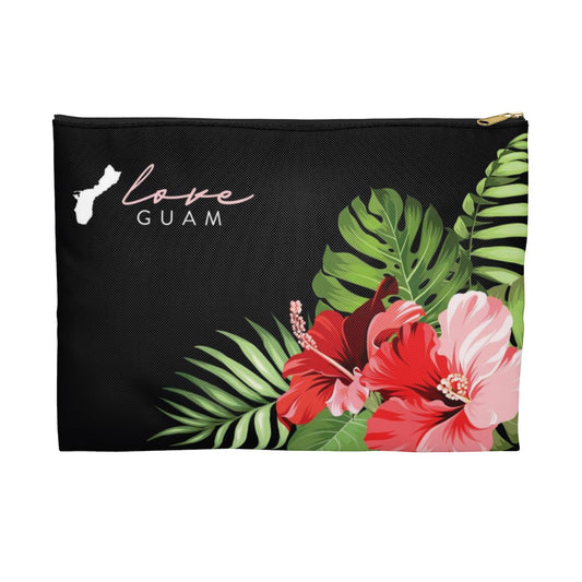 Love Guam Red Hibiscus Accessories Carry All Pouch