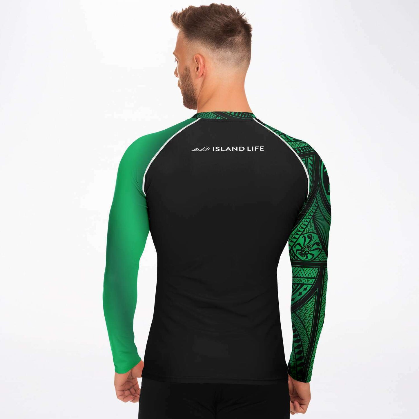 Guahan Tribal Men's Green Rashguard