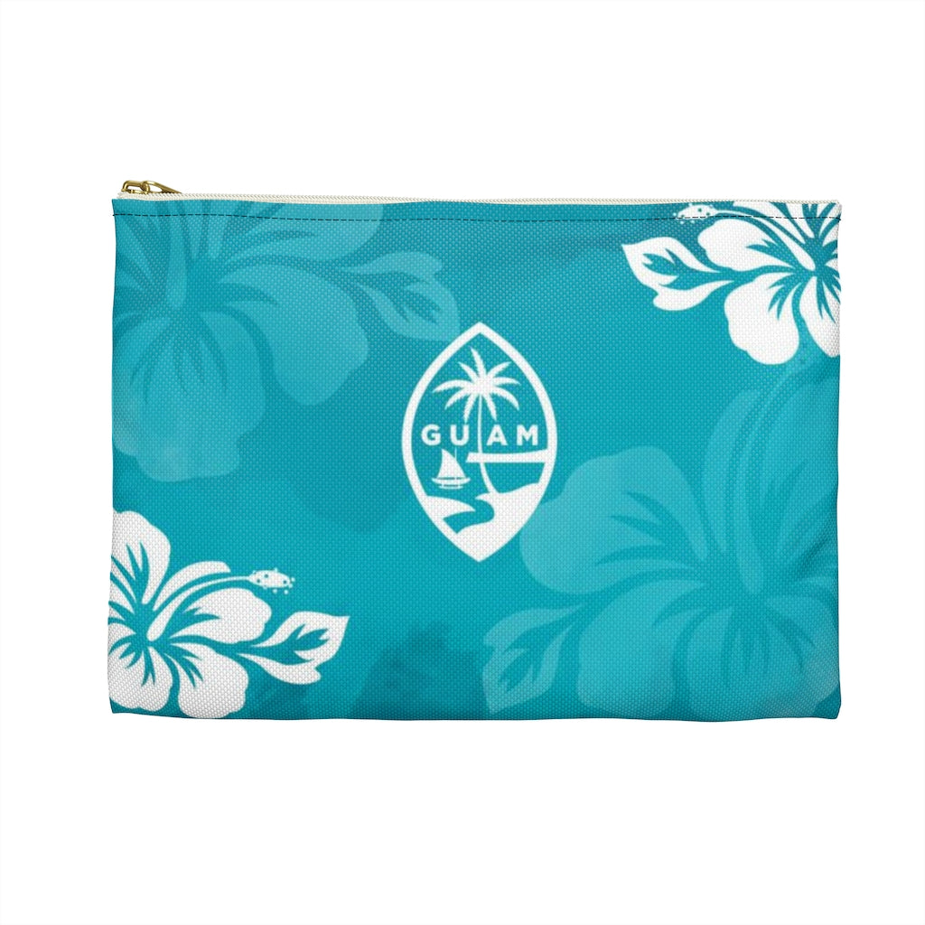 Hafa Adai Guam Chamorro Hibiscus Accessories Blue Carry All Pouch