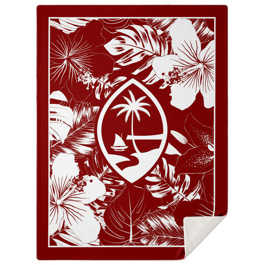 Guam Hibiscus Red Microfleece Blanket