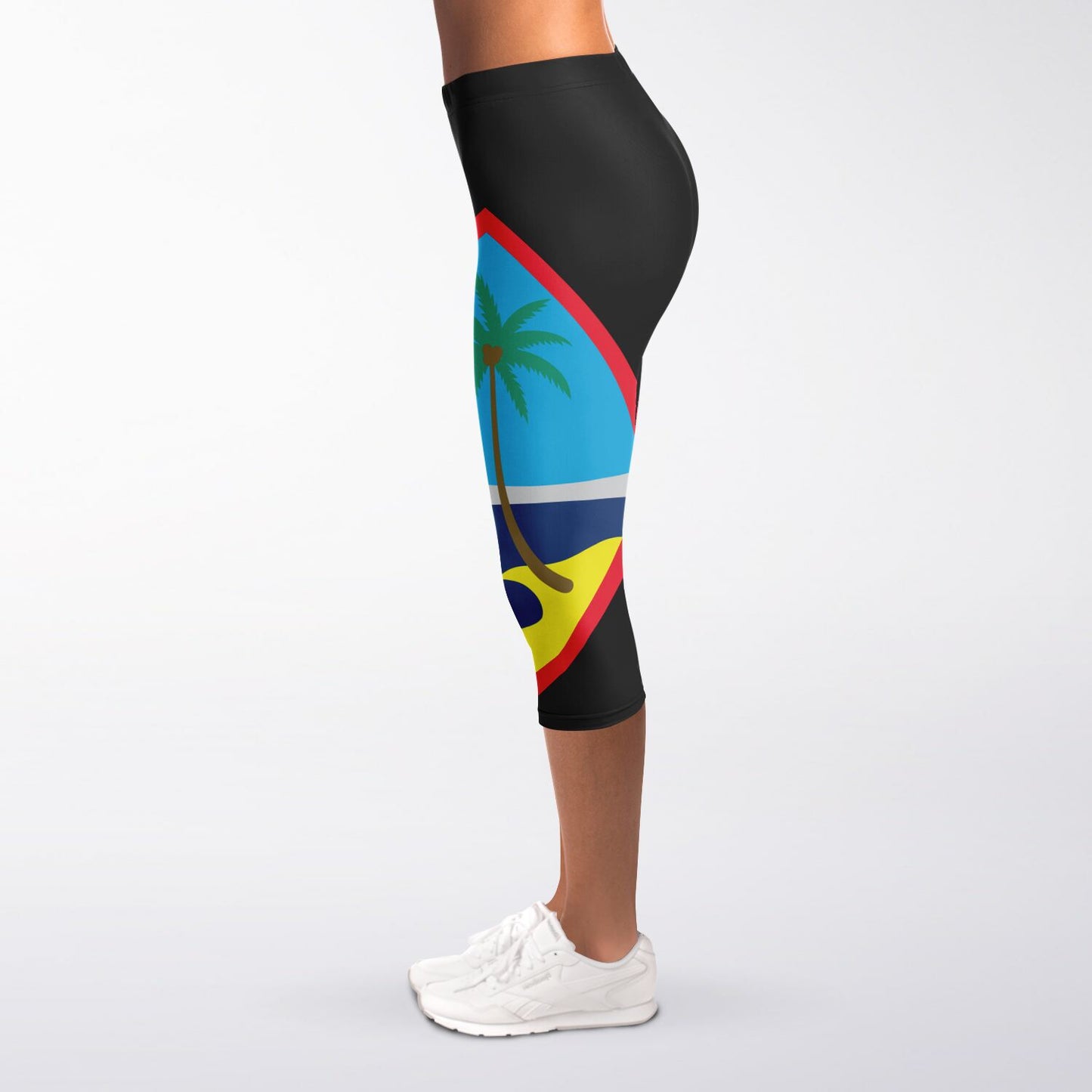 Guam Seal Color Island Girl Black Capri Leggings