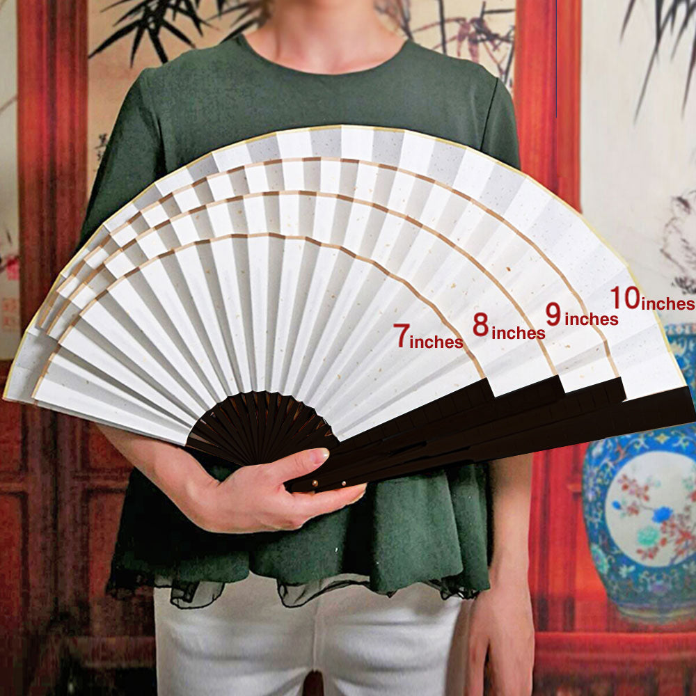 Guam Hibiscus Paradise White Spun Silk Folding Fan