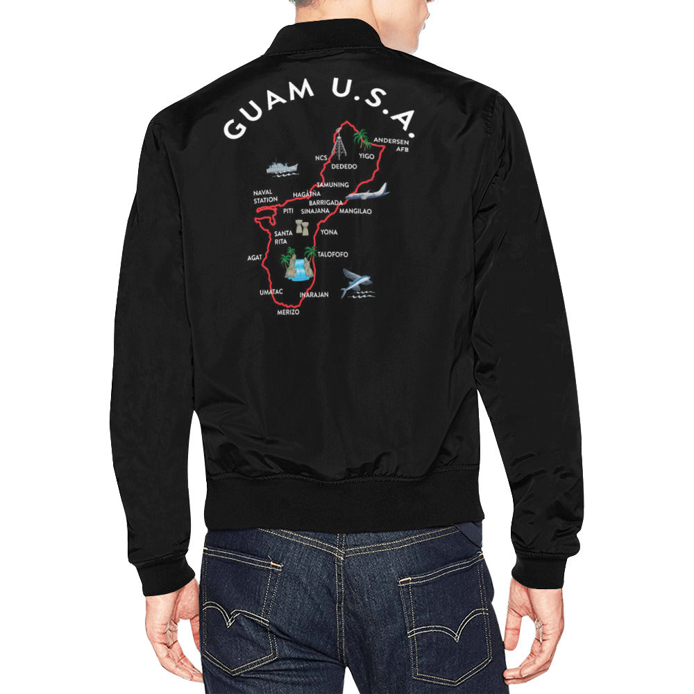 Guam Map Black Men's Bomber Jacket Plus Size