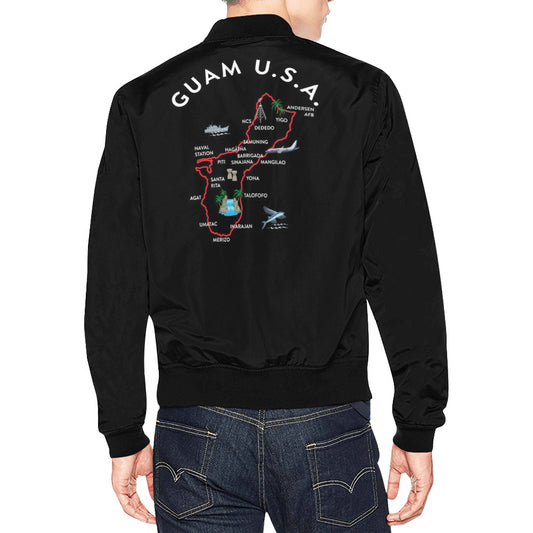 Guam Map Black Men's Bomber Jacket Plus Size