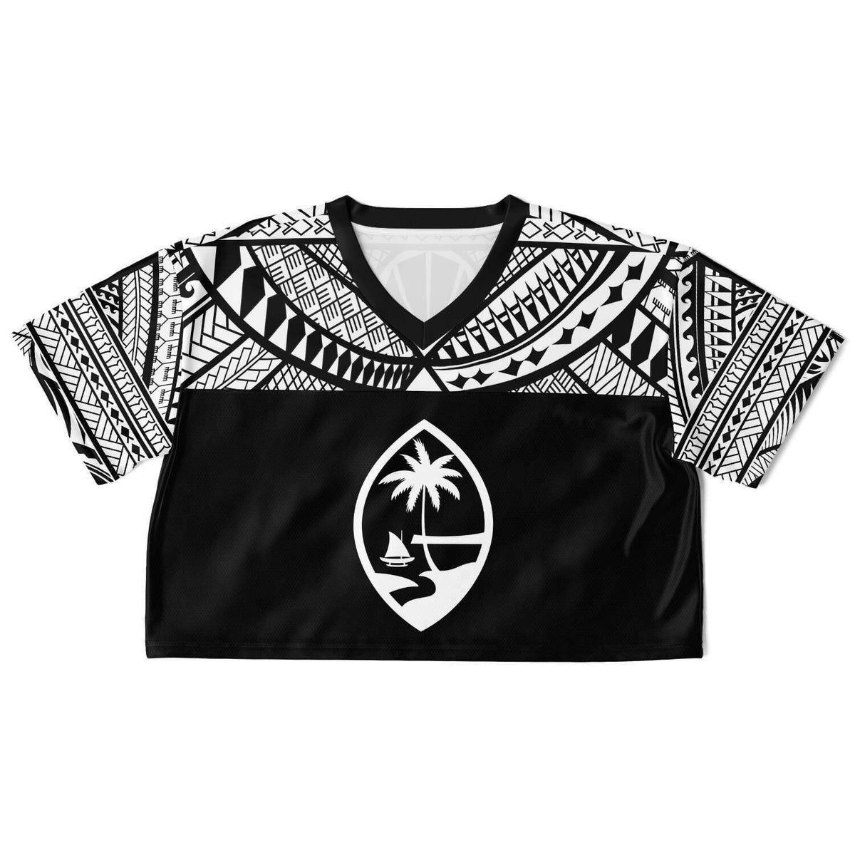 Subliminator Guam 671 Tribal Black Cropped Women's Football Jersey M