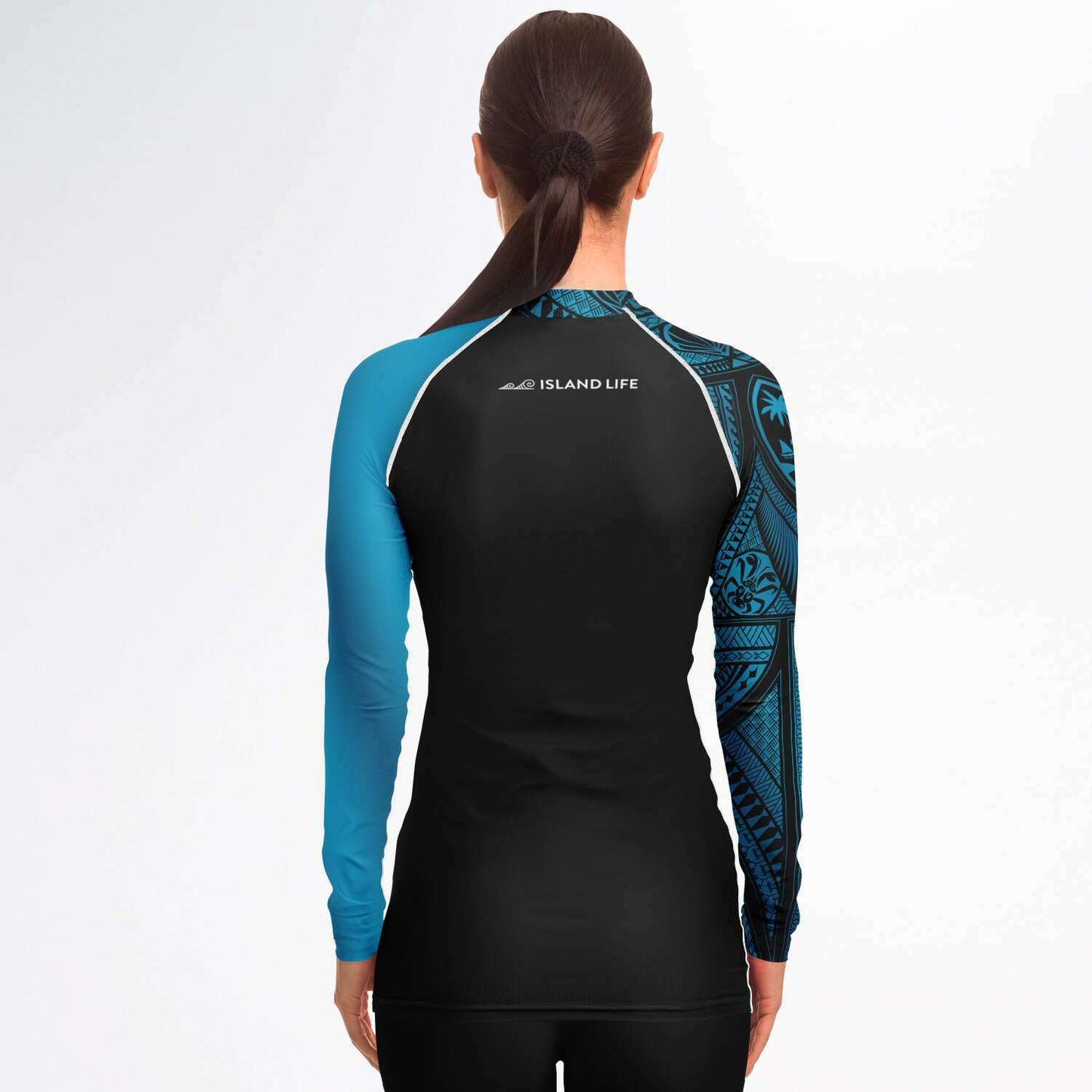 Guahan Tribal Women's Aqua Blue Rashguard