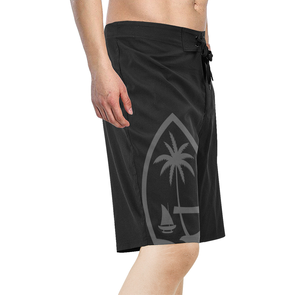 Guam Seal Mens Black All Over Print Board Shorts